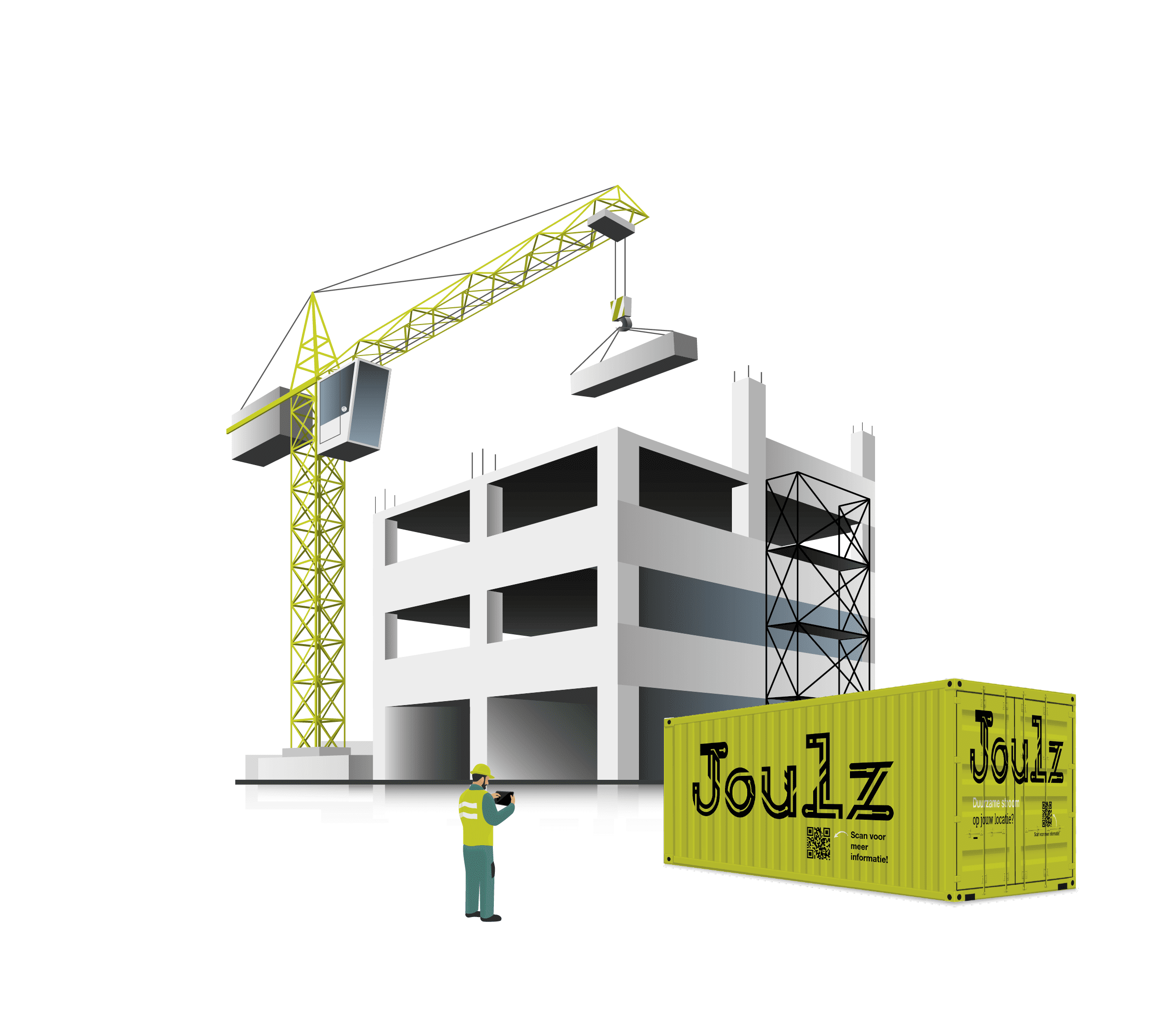 Een batterij op de bouwplaats 